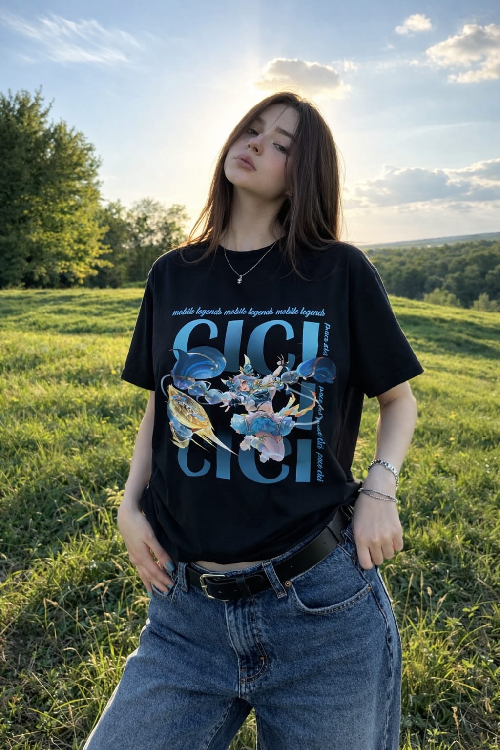Cici MLBB Karakterine özel Tişört baskısı - unisex