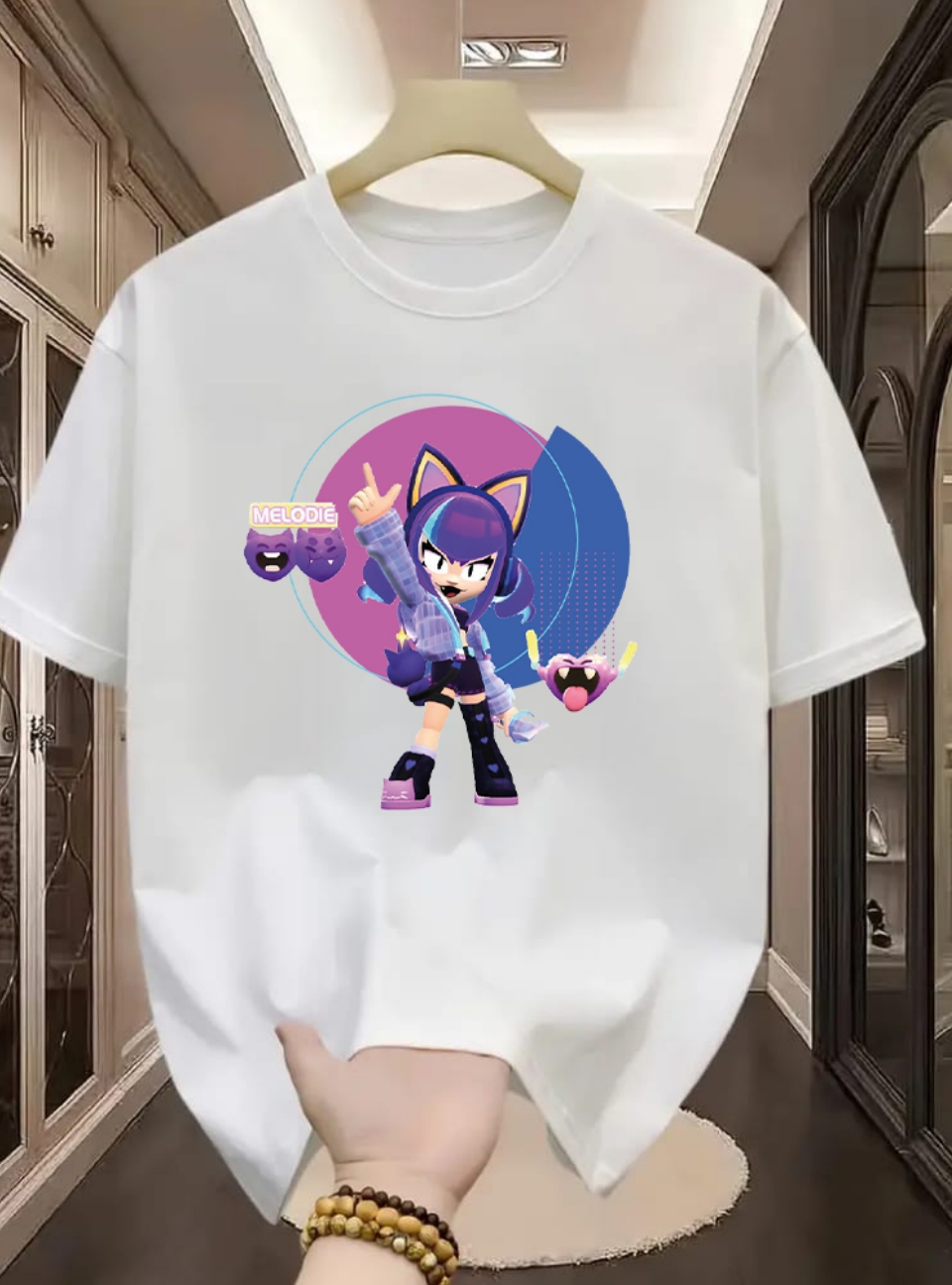 Melodie Karakter Tasarımlı Unisex Brawl Stars Tişört (Beyaz)